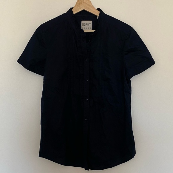 Esprit Tops - Esprit Women’s Black Button-Up Short Sleeve Dress Shirt, Size Large, Cotton,
